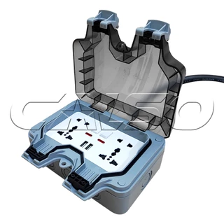 ปลั๊กไฟแคมป์ปิ้ง ปลั๊กกราวด์ 4 ที่+ปลั๊ก 2 ขา สวิทช์ 2 ตัว+USB 2 ช่อง พร้อมสาย VCT ปลั๊กไฟ บล็อกกันน้ำ