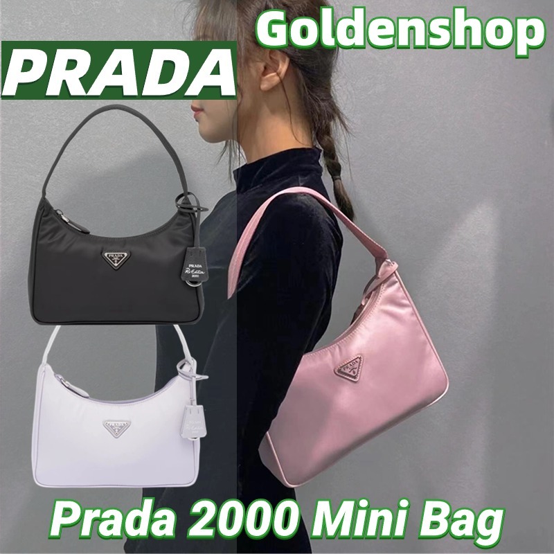 🍒ปราด้า PRADA 2000 Mini Hobo Bag Re-Nylon Re-Edition👜กระเป๋าสะพายเดี่ยว