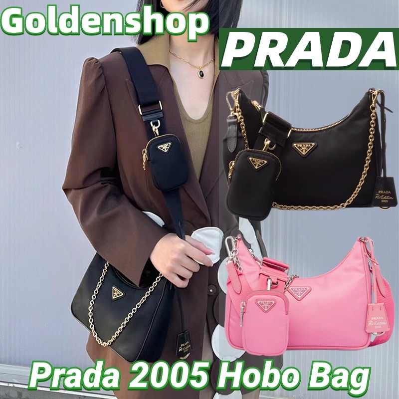 🍒ปราด้า PRADA 2005 3-in-1 Hobo Bag Re-Edition Re-Nylon👜กระเป๋าสะพายเดี่ยว