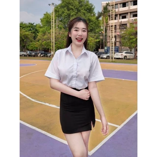 เสื้อนักศึกษาทรงบอย แขนสามเหลี่ยม