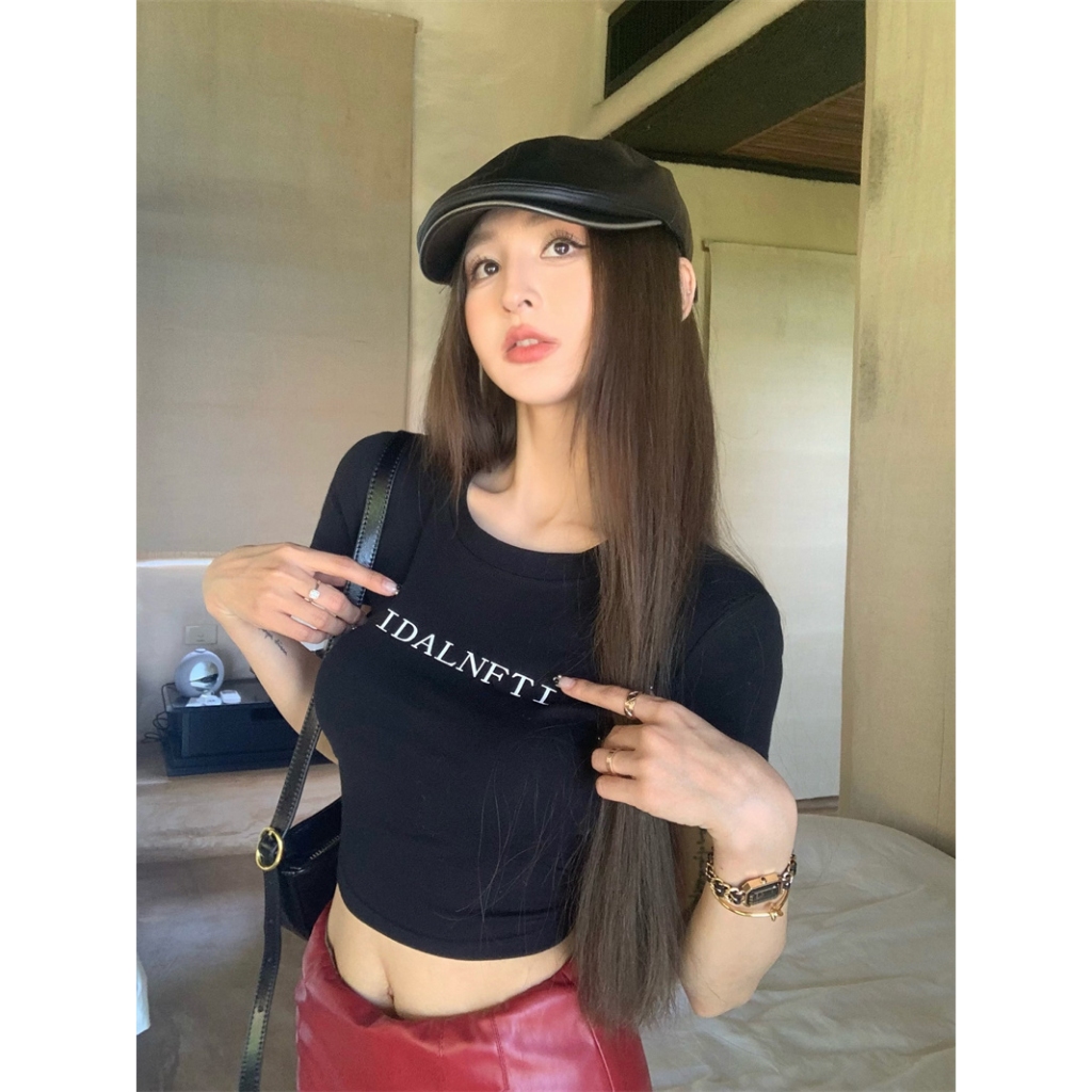 MC168 เสื้อครอปสั้น เสื้อยืดผู้หญิง T-shirt เสื้อผ้าแฟชั่นผู้หญิง ส่งตรงเวลา