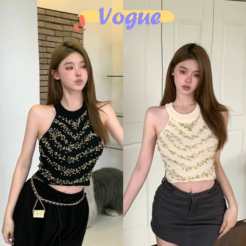 Vogue🌟พร้อมส่ง🌟 เสื้อกล้ามไหมพรม ยืดกำลัง แซ่บหน่อยๆ (X51)