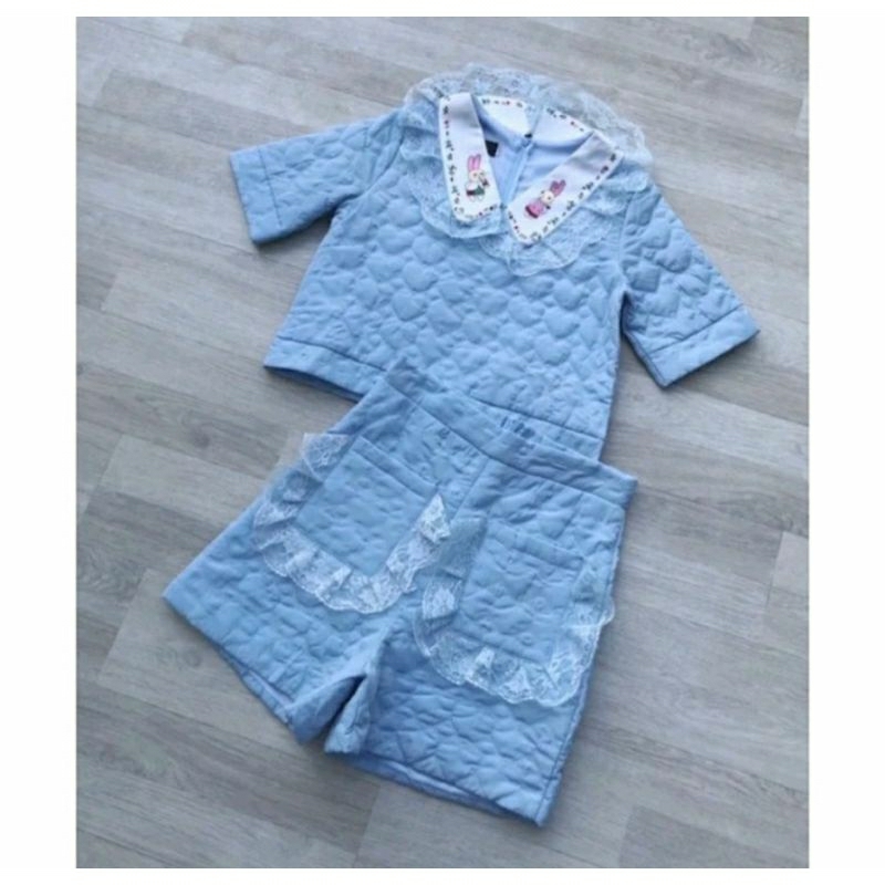 ชุดเซ็ท สีชมพู ผ้านวม คอปกน้องกระต่าย (XL) งานป้าย Bo Rich Ta (มือ 1 ป้ายห้อย)