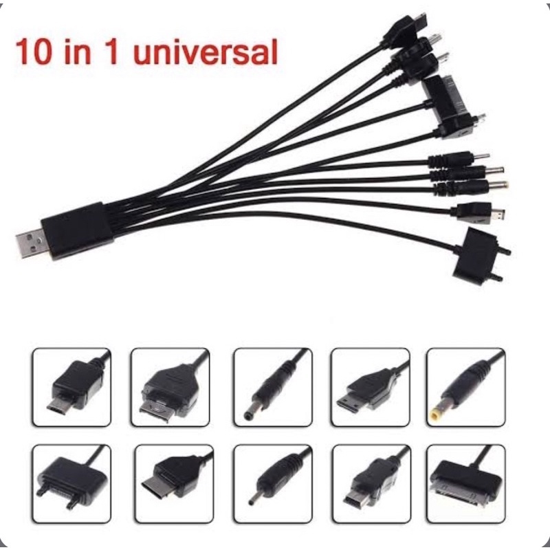 สายชาร์จ 10 in 1 Multi - Function Universal Micro Mini USB Multi Jack Charger Cable
