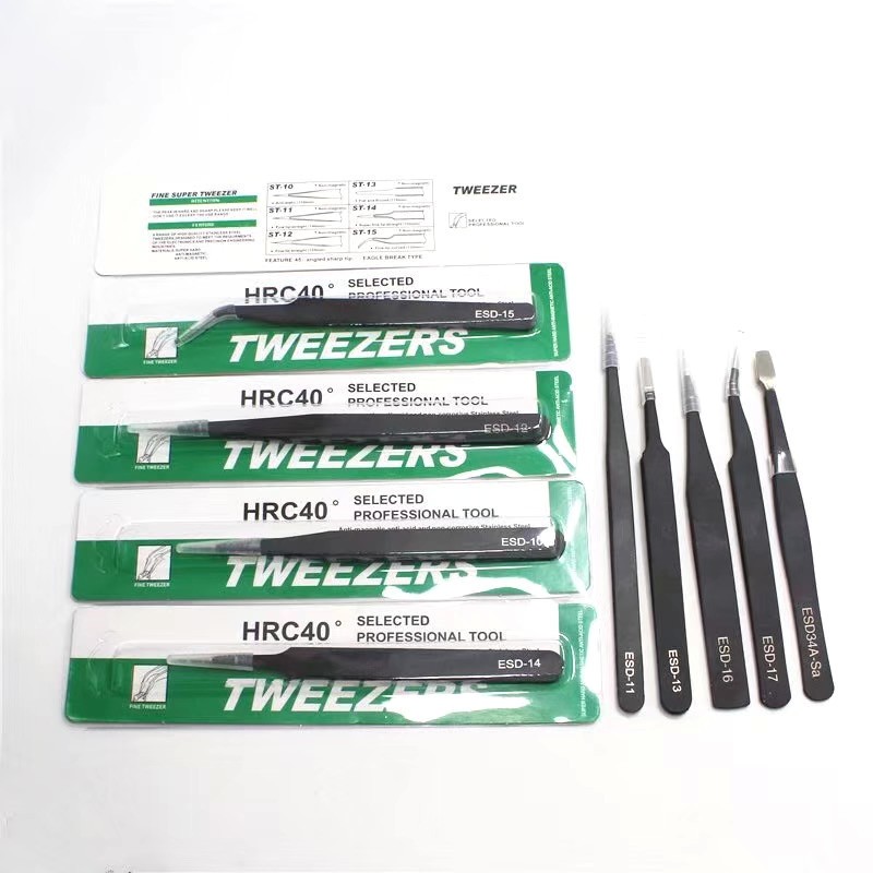 คีม แหนบสแตนเลส ยี่ห้อTWEEZERS สีดำ หลายรุ่น เลือกตามการใช้งานความถนัด ป้องกันไฟฟ้าสถิตย์