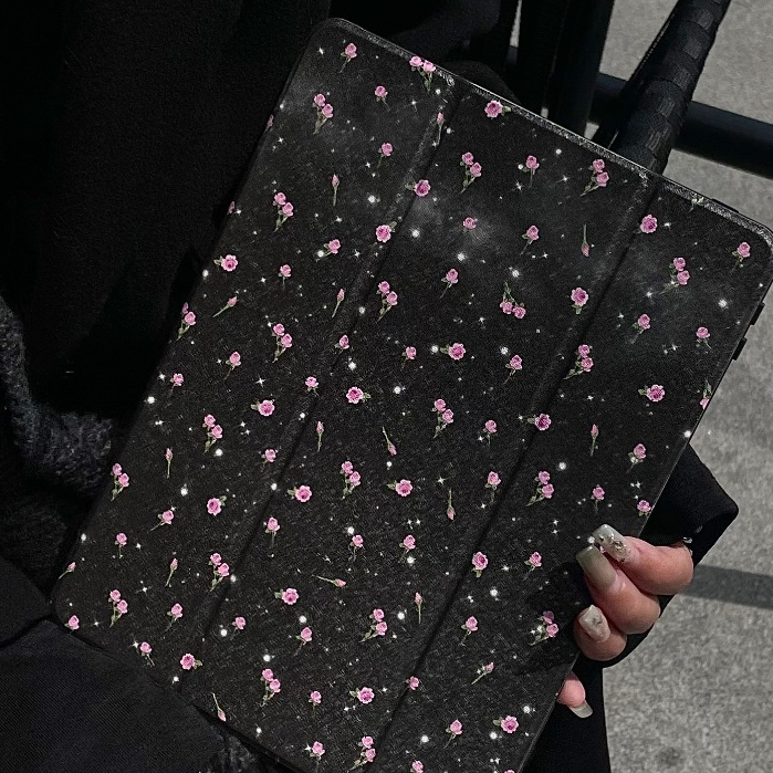 💥พร้อมส่ง💥เคส iPad gen12 gen11 Air8 11 TPU พร้อมถาดใส่ปากกา ดอกกุหลาบ case iPad Air7 pro11 2024 Air6