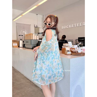 NITAAN (มี46/52)Rose’ DRESS สวยหวานปานเจ้าหญิง ชุดผ้าเยอะ ผ้าออแกนซ่าวิ้งๆลายดอกสีหวาน ชุดมีซับ เปิดไหล่เบาๆมีเชือกค่า