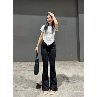 ยีนส์ WANWI CODE. W05 กางเกงยีนส์ทรงขาม้าสีดำสนิทผ้านิ่มยืด