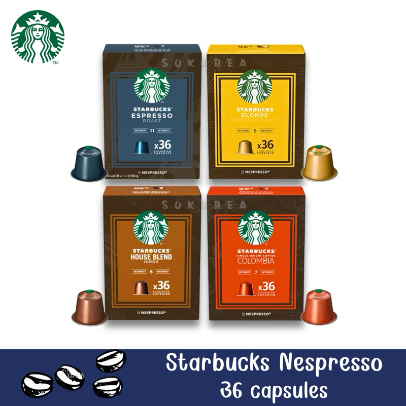 กาแฟแคปซูลสตาร์บัคส์ 36 แคปซูล Starbucks Nespresso 36 Capsule สินค้านำเข้า ของแท้ %