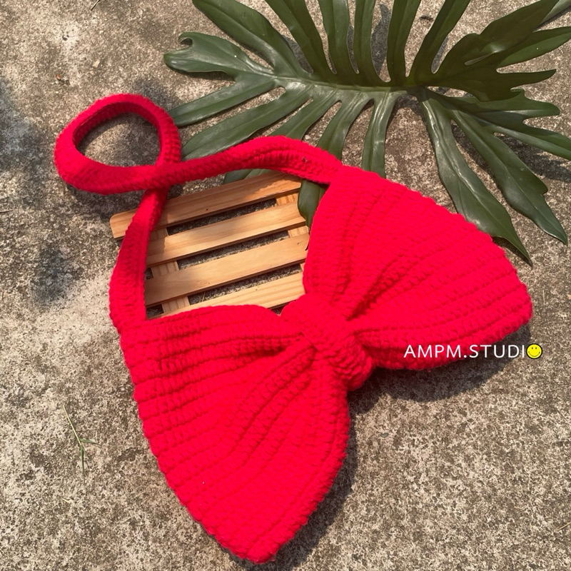 🎀 Bow bag 🎀 กระเป๋าถักโครเชต์รูปโบว์ เลือกสีได้ค่ะ