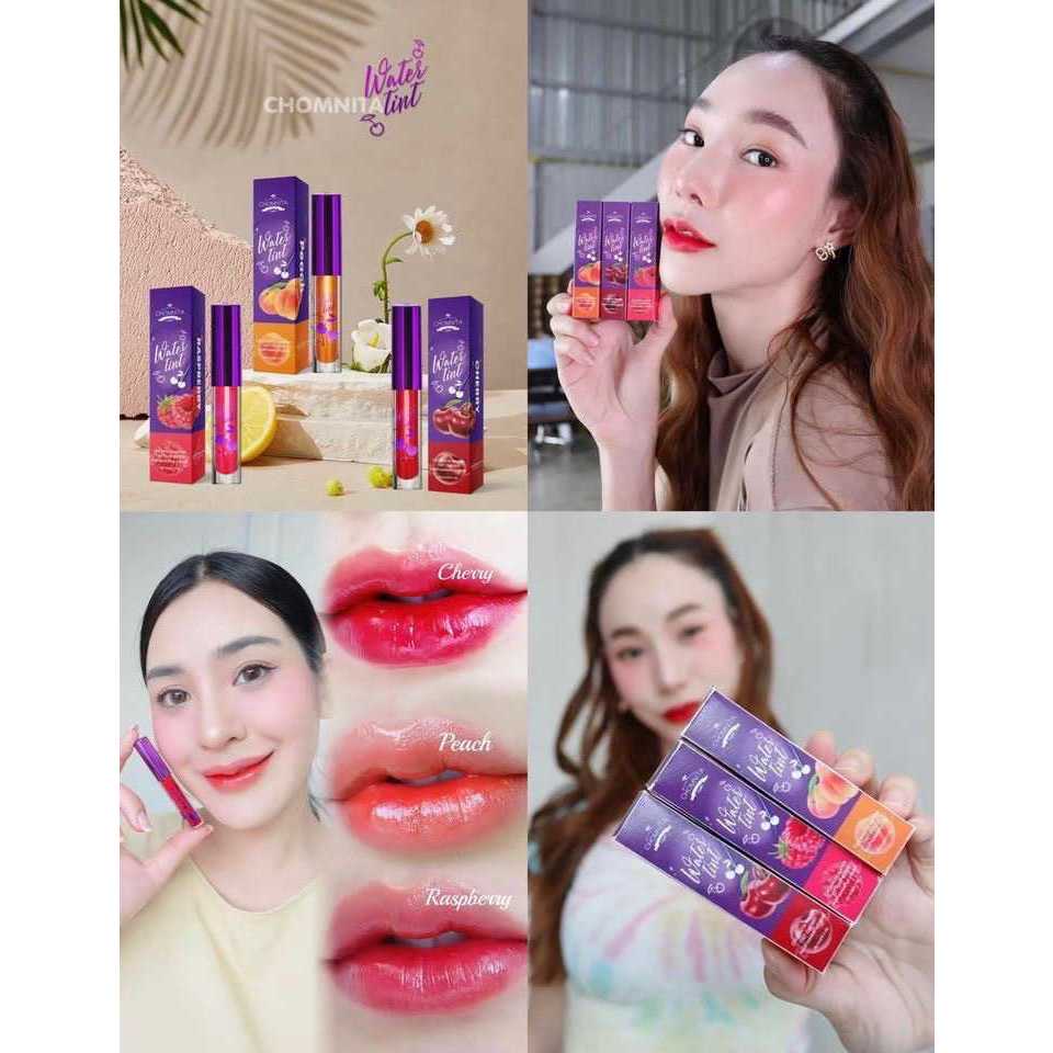 Chomnita Water Tint ลิปทิ้นชมนิต้า (แพคเก็จใหม) เชต 3 สีขายดี สีสดใส สีชัด สวยติดทนทา ปากไม่แห้ง ปากไม่คล้ำ
