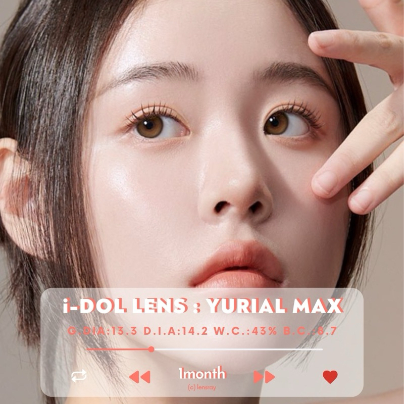 (รายเดือน) idollens - yurial max ตาลูกแก้ว คอนแทคเลนส์เกาหลี มีสายตาปกติ/ค่าสายตา