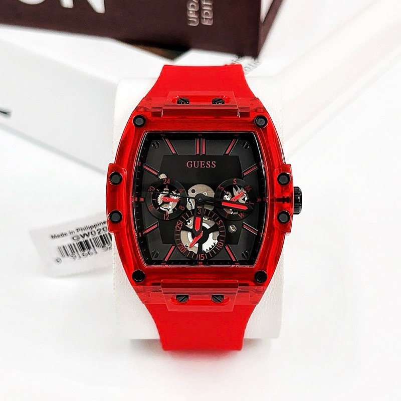 [ของแท้ผ่อน0%]GUESS Mens Red Multi-function Watch GW0203G5