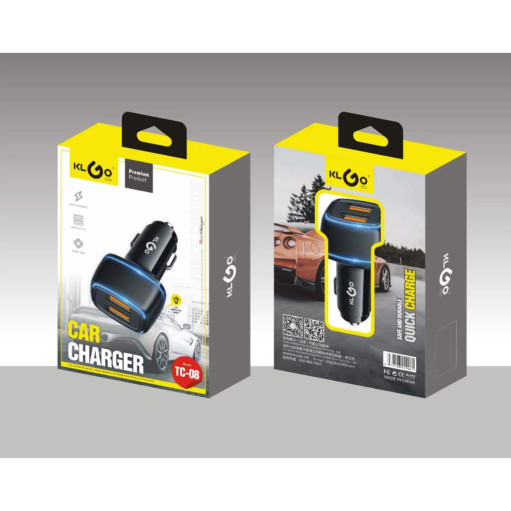 ที่ชาร์จแบตใช้ในรถ TC-08 2in1 2USB OUTPUT มีไฟLEDแสดงผลการชาร์จ Car Charger