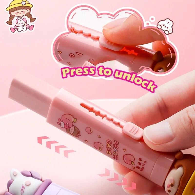 ยางลบดินสอ แบบกด ลายการ์ตูนน่ารัก แกนยางลบถอดเปลี่ยนได้