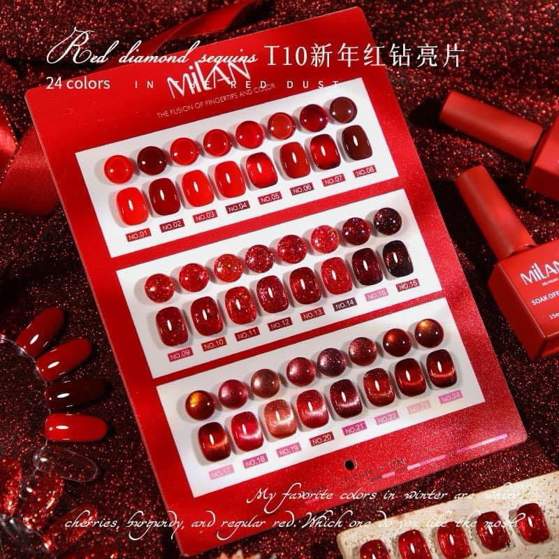 กากเพชรMilan มี 24สี โทนสีแดง