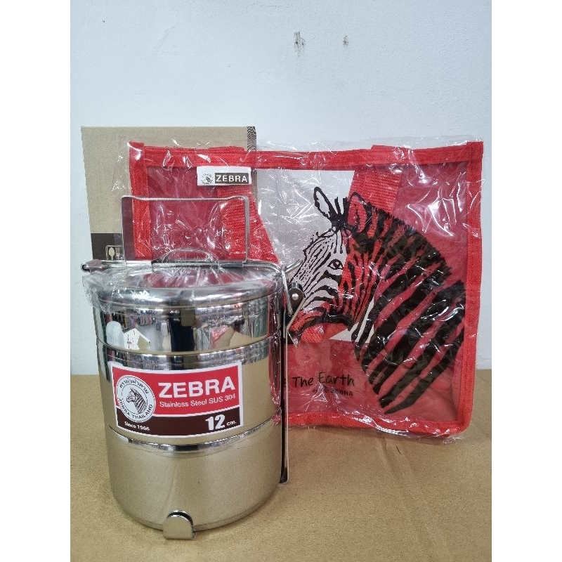 Zebra ปิ่นโต12×2แถม1/2ซม. ตราหัวม้าลาย แถมกระเป๋า
