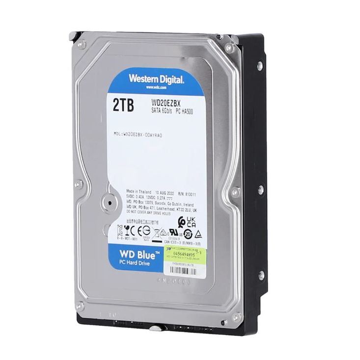 2 TB 3.5" HDD (ฮาร์ดดิสก์ 3.5 นิ้ว) WD BLUE - 7200RPM SATA3 (WD20EZBX)