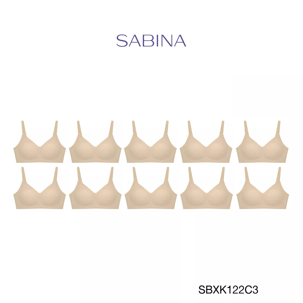SABINA BRALESS เสื้อชั้นใน (Set 10 ชิ้น) ไม่มีโครง รุ่น Soft Collection รหัส SBXK122C3 สีเนื้อเข้ม