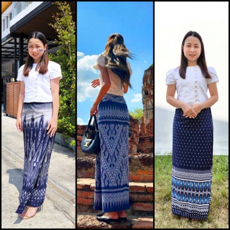 กระโปรงผ้าถุงเย็บสำเร็จลายไทย