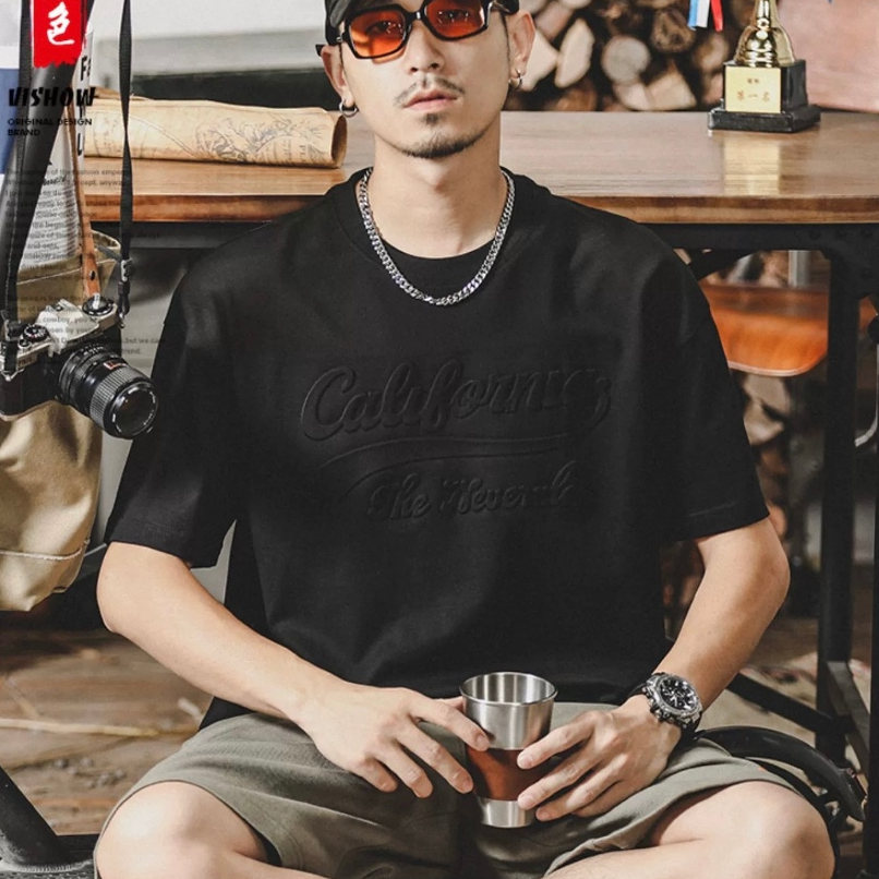 fashiongirl1688 เสื้อยืดคอมกลมแขนสั้น ลายนูนตัวอักษร เท่ๆ สไตล์วินเทจ ใส่ได้ทั้งชายและหญิงแมทช์ง่าย