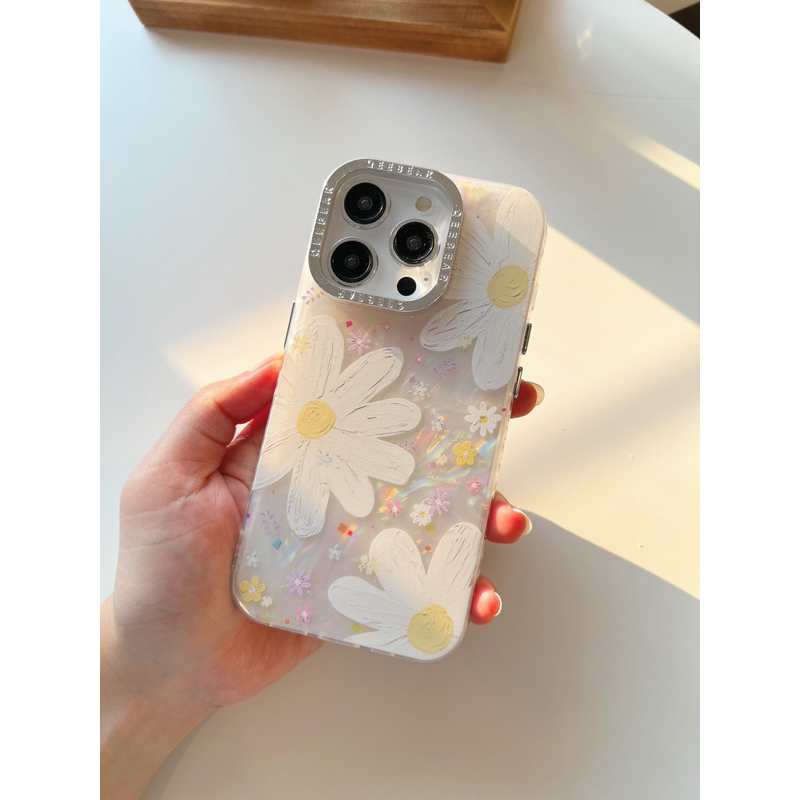 F151 เคสหินอ่อนลายดอกเดซี่ (ภาพสินค้าจริง)
