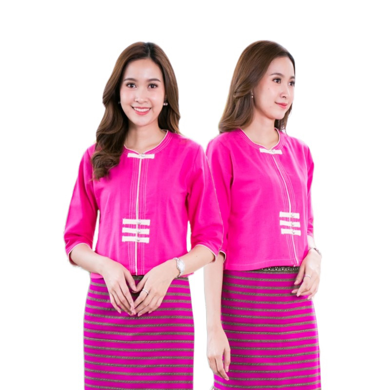 เสื้อพื้นเมืองผู้หญิงคอกลมผ่าหน้า