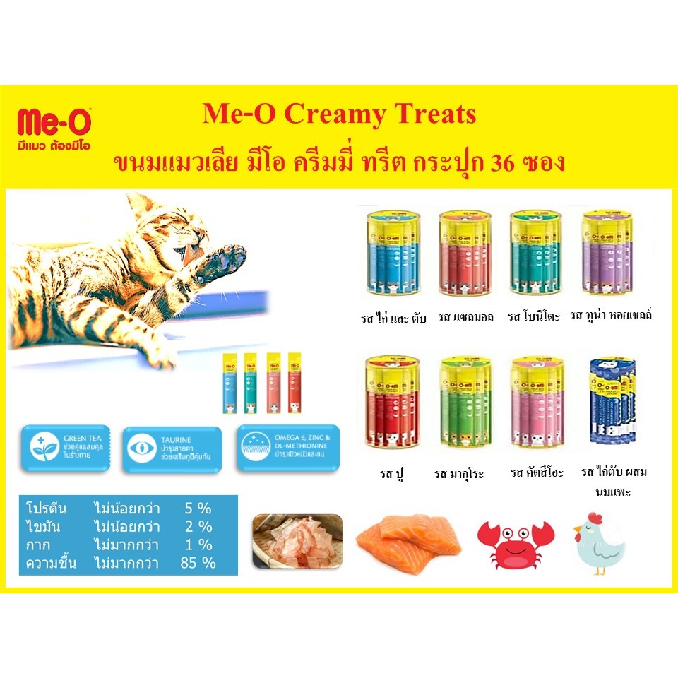 Me-o ขนมแมวเลีย 36 ซอง แบบกระปุก มีแบบคละรส