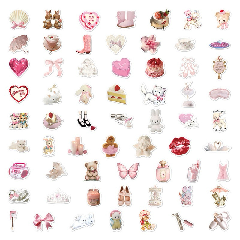 จัดส่งไว (173)สติกเกอร์ตกแต่งโทนสีชมพูวินเทจ ราคา ถูกที่สุด ดีลบีเคเค แกลเลอรีภาพที่ 5