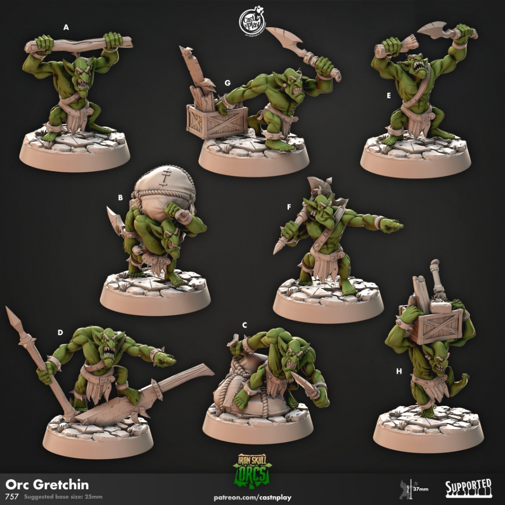 Orc Gretchin - Iron Skull Orcs - Humanoid Goblin / 32mm scale 3D printed miniature CNP