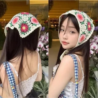 (พร้อมส่ง) ผ้าโพกหัว/ผ้าคาดหัว งานถักโครเชต์ ทรงวินเทจ แมทช์ได้หลายสไตล์ ต้อนรับ summer ไปทะเล
