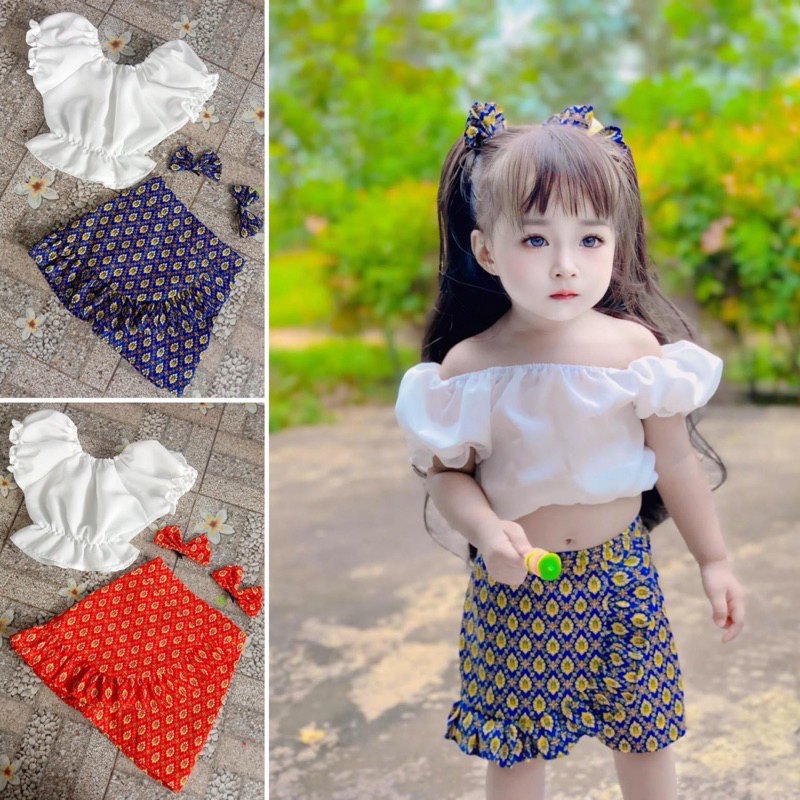 เซ็ทสงกานต์ตามกระแส เซ็ทเสื้อ+กางเกง+กิ๊บติดผม 2 ชิ้นคุ้มมาก