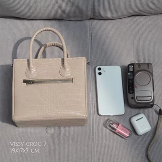 [VISSY] Vissy Croc 7 (ขนาดใหญ่) หนังPU ลายปั้มจระเข้ กระเป๋าสะพายผู้หญิง