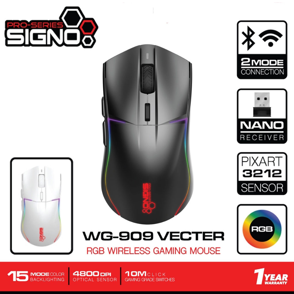 SIGNO RGB Wireless Gaming Mouse VECTER รุ่น WG-909 (เกมส์มิ่ง เมาส์)