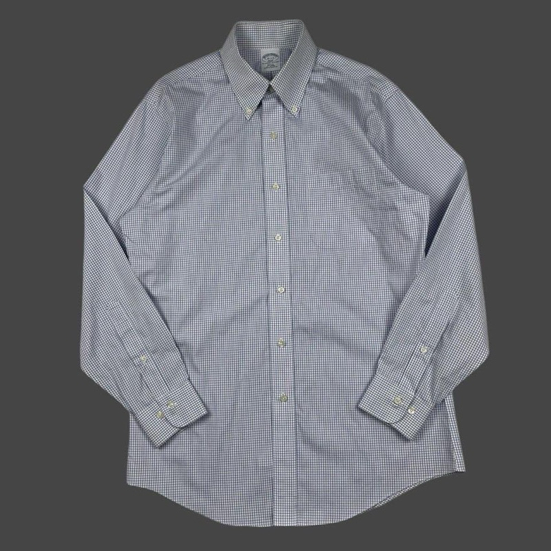 Brand : Brooks Brothers เสื้อเชิ้ตแขนยาว Grey Gingham  Check Bd Collar Shirt