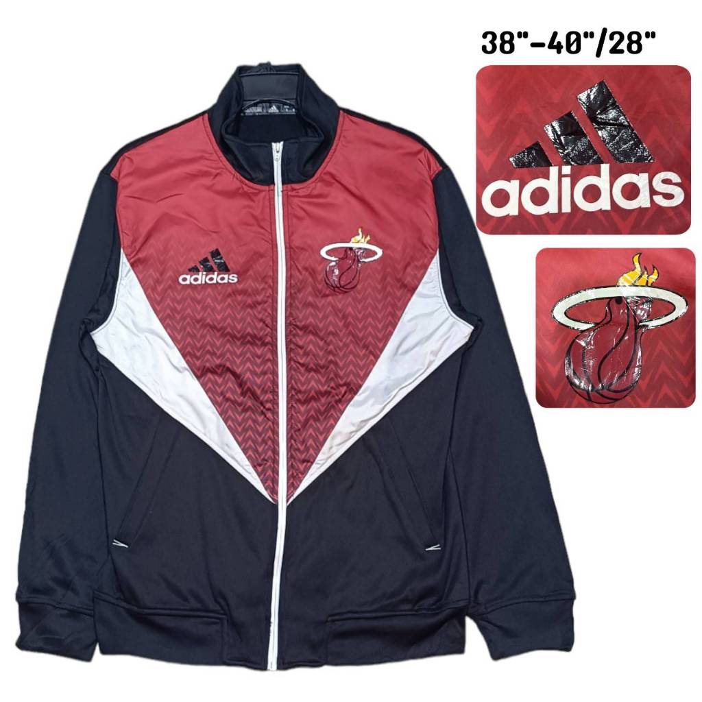 ADIDAS NBA Miami Heat Adidas Black &amp; Red Resonate Kinetic Performance Jacket เสื้อแจ็คเก็ตผ้าวอมอดิดาส NBA มือสอง สภาพดี