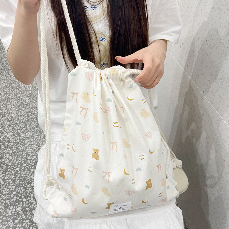 กระเป๋าผ้า กระเป๋าเป้สะพายหลัง กระเป๋าผ้า 6ลายให้เลือก พร้อมส่ง