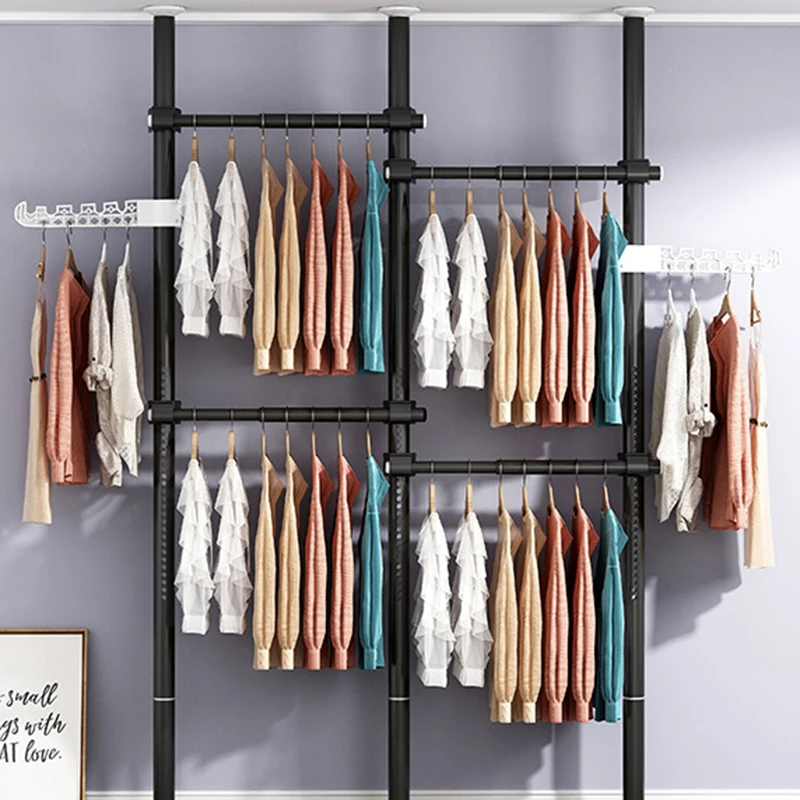 ราวตากผ้า ราวตากผ้าคอนโด ก้านแขวนเสื้อ แบบตั้ง ราวตากผ้าในร่ม ราวแขวนเสื้อ ไม่ต้องเจาะเพดาน ราวแขวนผ้า DIY RACK 20kg+