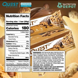 Quest Protein Bar 1 Box (12 Bars) - โปรตีนบาร์ ขนมคลีน (12 ชิ้น)