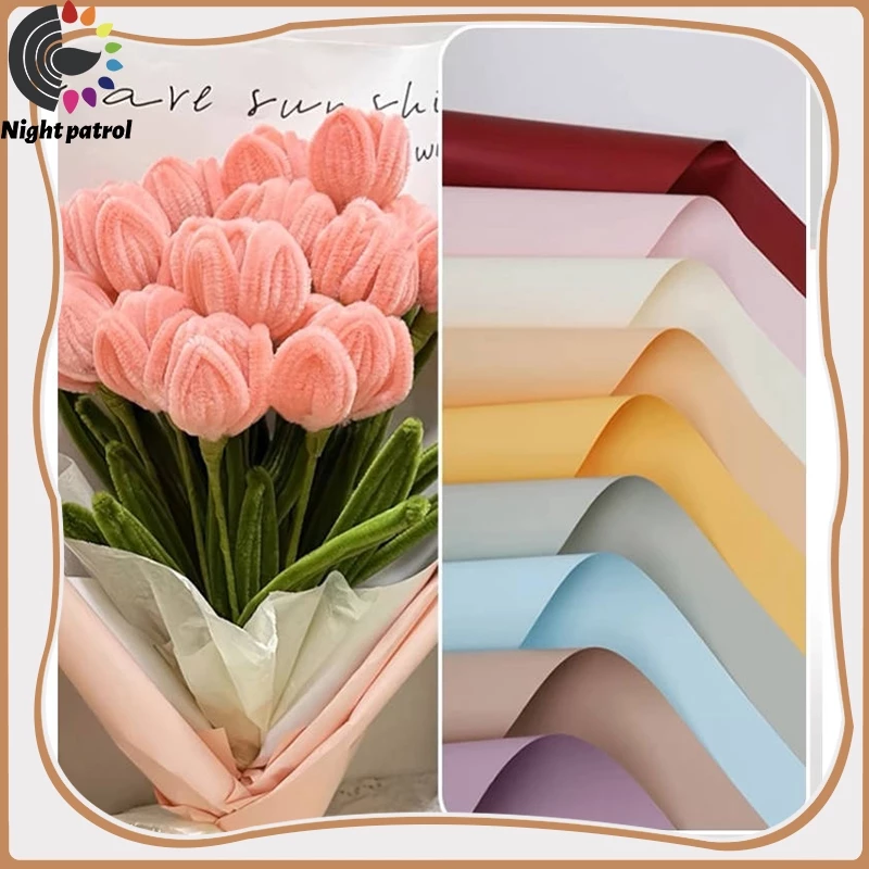 (ขั้นต่ำ 4 แผ่น)กระดาษฟลาวด์สีพื้น ขนาด 58x58 ซม.วัสดุกันน้ำ ใช้ได้กับดอกไม้สดและดอกไม้ประดิษฐ์