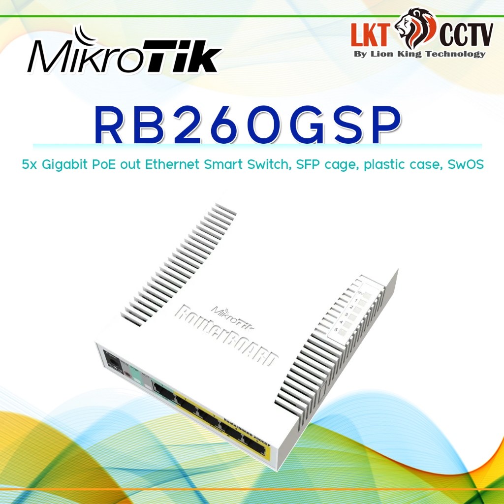 Router Board MIKROTIK RB260GSP (CSS106-1G-4P-1S) สามารถออกใบกำกับภาษีได้ Lifetime warranty