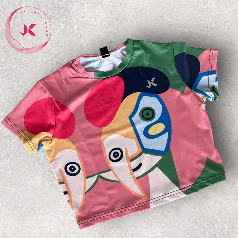 เสื้อวิ่งแขนสั้นเสื้อครอปแฟชั้น#เสื้อวิ่งพิมพ์ลาย ราคา ถูกที่สุด ดีลบีเคเค แกลเลอรีภาพที่ 4