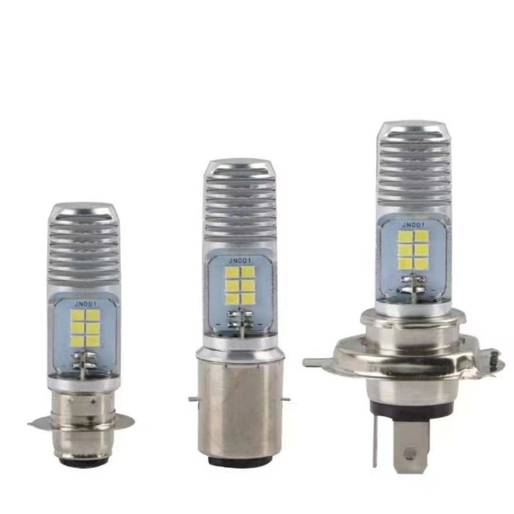 หลอดไฟหน้ารถมอเตอร์ไซค์ h6-3030-6LED สีขาว p15d t19 ขั้วกลม 2 จุด h4 ba20d ใส่ได้ กำลังไฟ แสงสีขาว