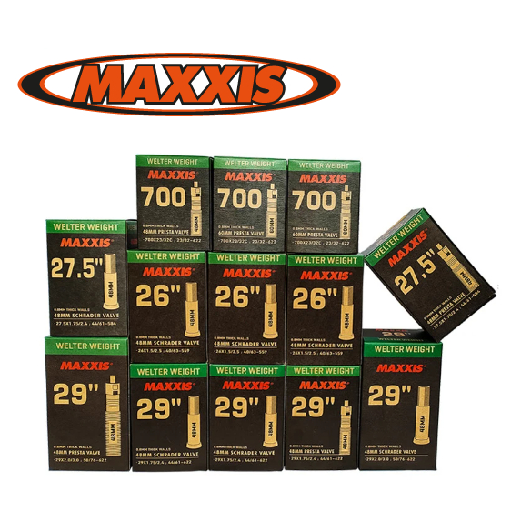 ยางใน MAXXIS 26/27.5/29นิ้ว700C 23/25/32 AV FVSchrader Presta 48/60/80มม.