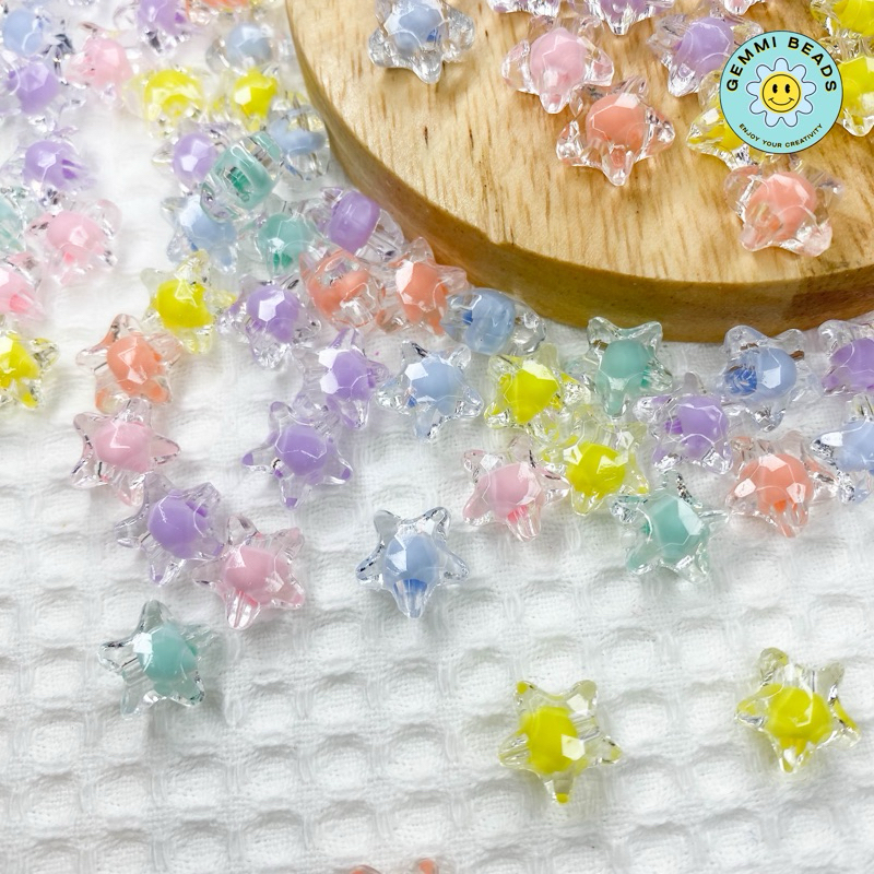 ลูกปัดสอดไส้ ลูกปัดตกแต่ง ดาว,หัวใจ สำหรับทำเครื่องประดับ งาน DIY