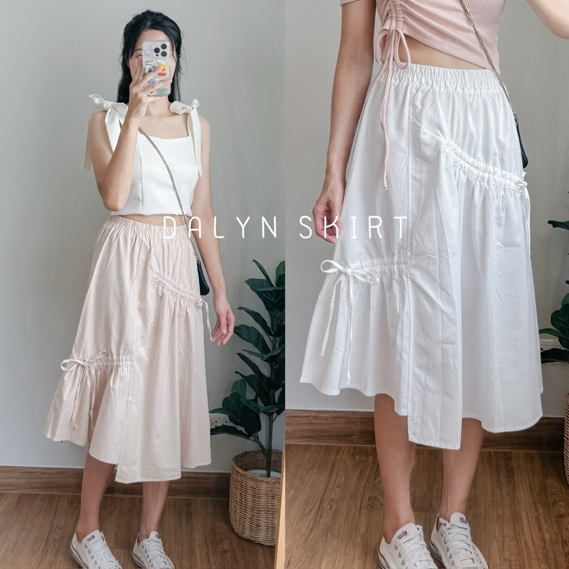 Dalyn skirt กระโปรงยาวรูดผูกโบว์ด้านข้าง ทรงน่ารักมาก