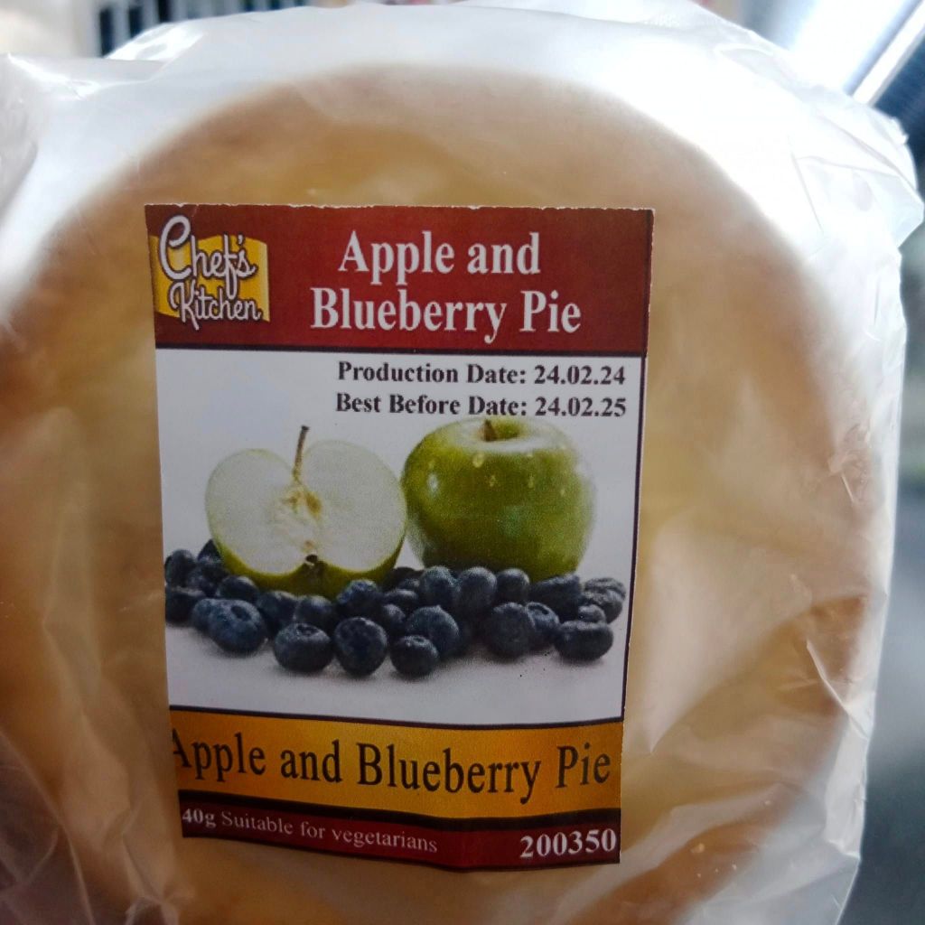 CHEF'S KITCHEN Homemade Apple & Blueberry Fruit Pie * 6 PACK * INCLUDES POLY BOX AND FROZEN GEL PACK