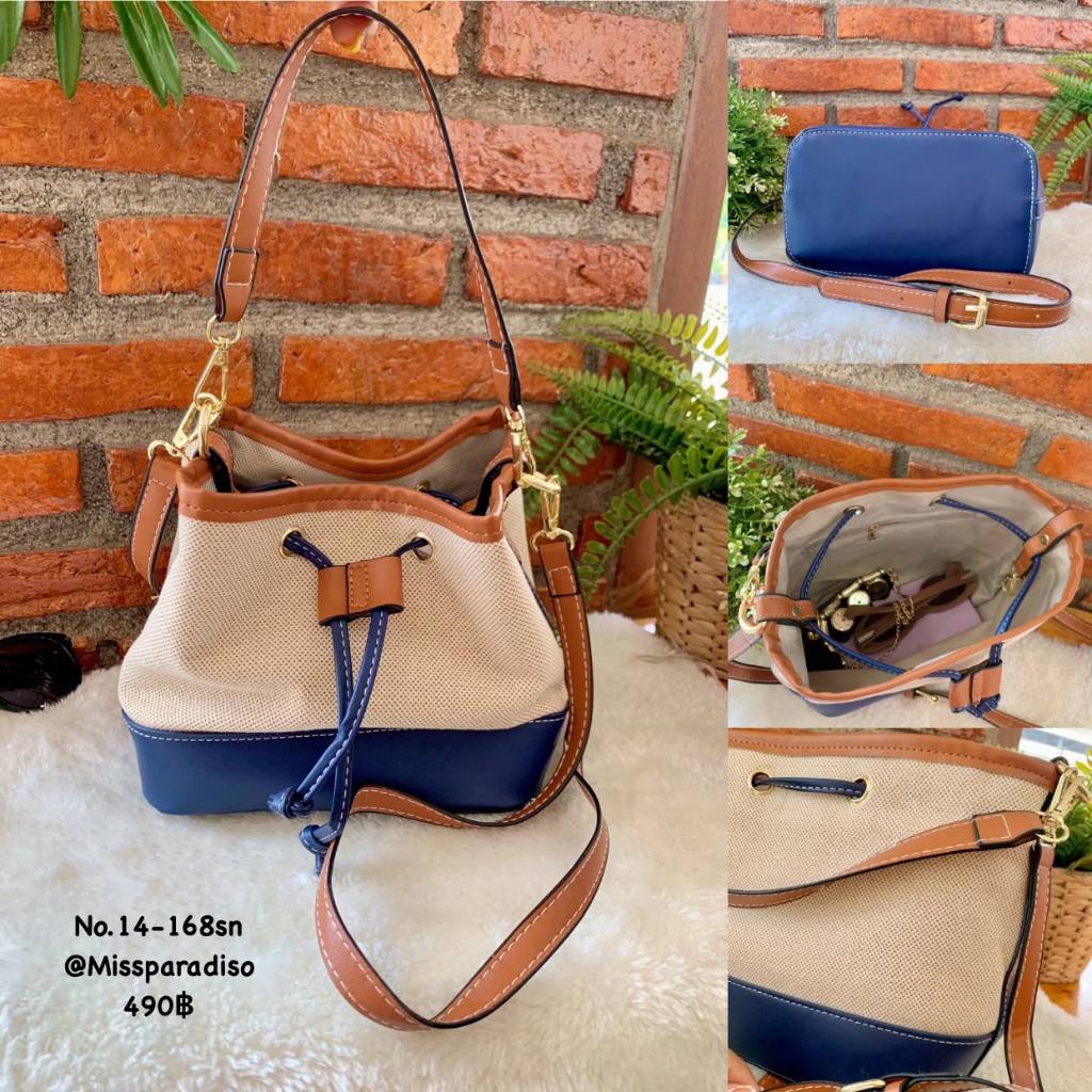 14-168sn กระเป๋าสะพายทรงถังรูดทูโทนพื้นกรมNew in🤎🛍️ กระเป๋า เข้าใหม่ น่ารักมาก เกาหลีเกาใจมากแม่🤎🛍️