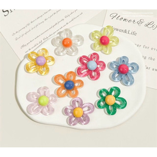 ตัวติดรองเท้า ลายดอกไม้ เรซิ่น ดอกไม้ใส y2k แบบเซ็ท 6 ชิ้น