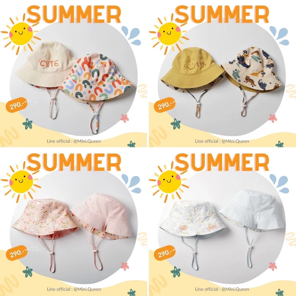 SIZE 3-18m หมวกกันแดดเด็ก หมวกเด็ก MiniQueen รุ่น Summer Size 3-18m (HAT00027)